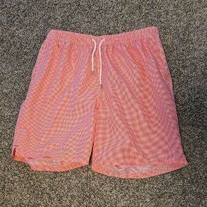 Peter Millar Pink Houndstooth Lined Swim Shorts XL
